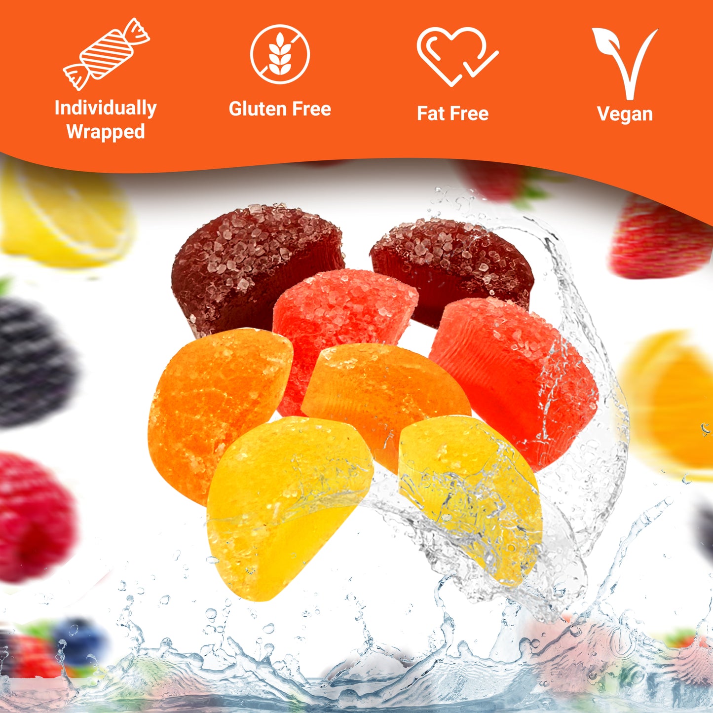 Bonelle Italian Fruit Jelly Candy - 1 Pound Bulk Bag (Approx 60 Pieces), Italian Candy, Jelly Candies Gluten Free & Vegan Individually Wrapped Treats