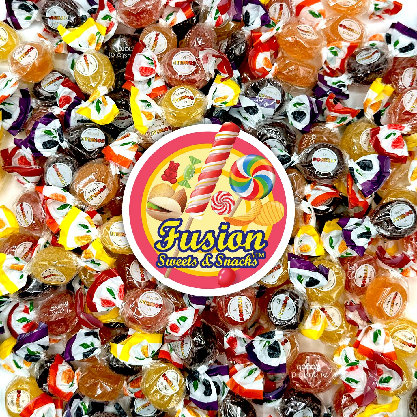 Bonelle Italian Fruit Jelly Candy - 1 Pound Bulk Bag (Approx 60 Pieces), Italian Candy, Jelly Candies Gluten Free & Vegan Individually Wrapped Treats