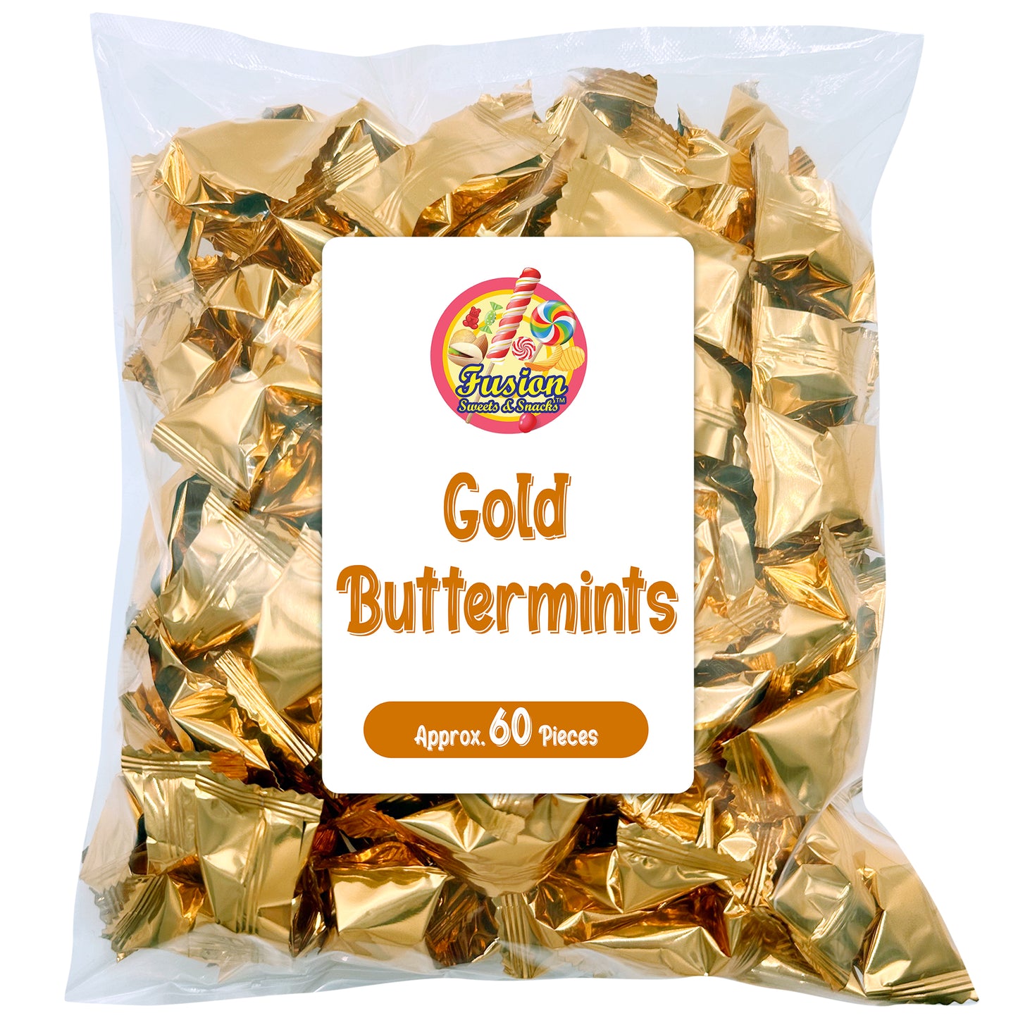 Gold Buttermints (Approx. 60 Count) - Butter Mints Individually Wrapped - Wedding Mints
