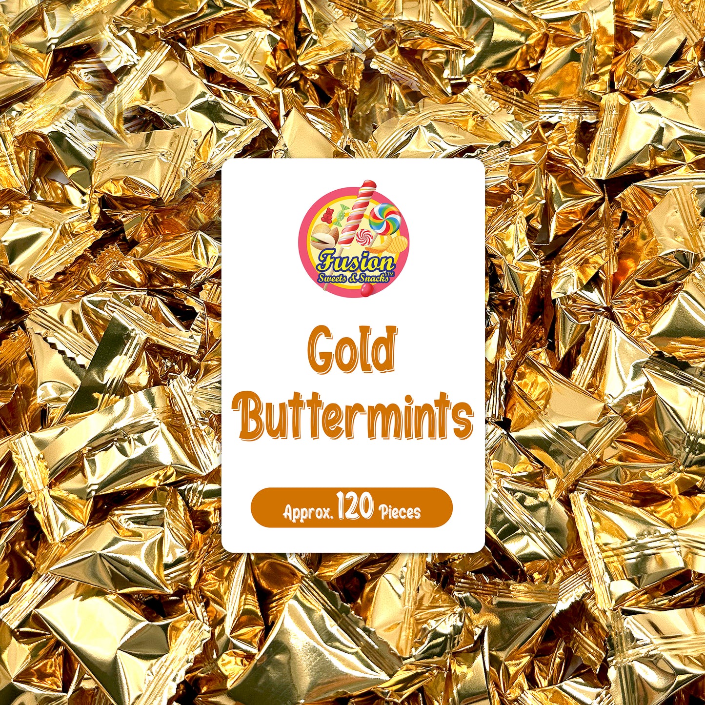 Gold Buttermints (Approx. 120 Count) - Butter Mints Individually Wrapped - Wedding Mints