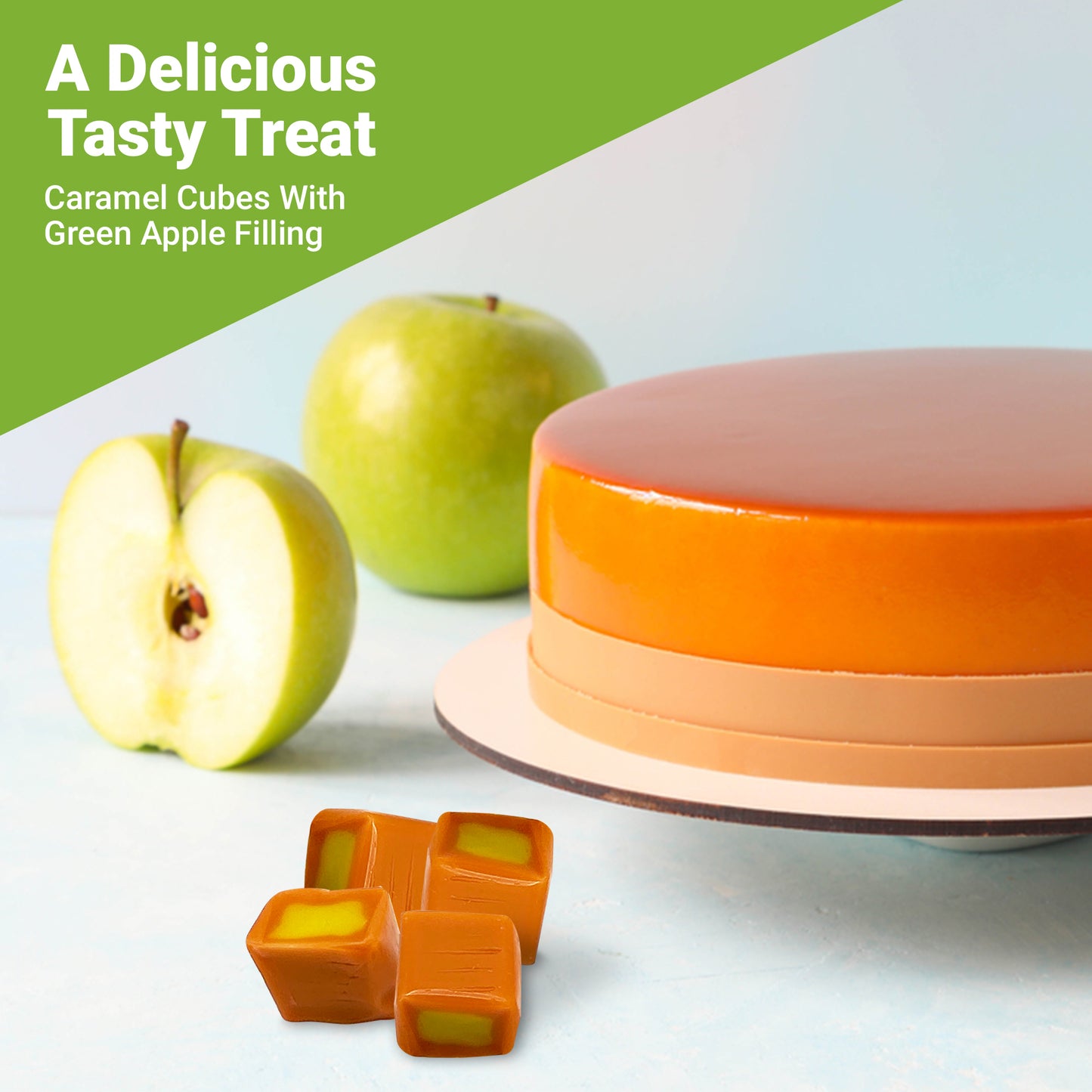 Caramel Cubes Candy Green Apple Filling - 1 Pound Bulk Bag -Individually Wrapped, Caramel Chews Soft Classic Chewy Candy, For all Holidays And Any Occasion. (Approx 75 Count)