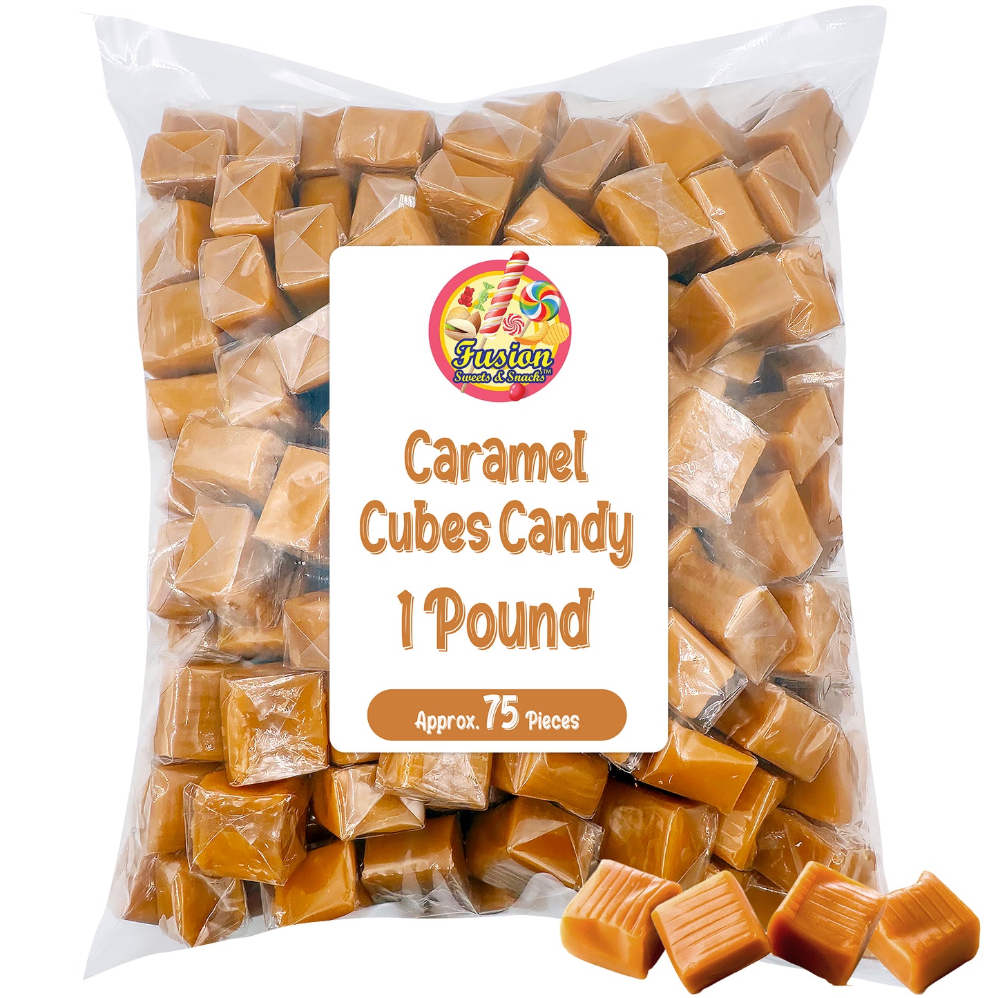 Caramel Cubes Candy Individually Wrapped - 1 Pound Bulk Bag - Caramel Candy Soft Classic Chewy Candy For All Holidays, And Any Occasion