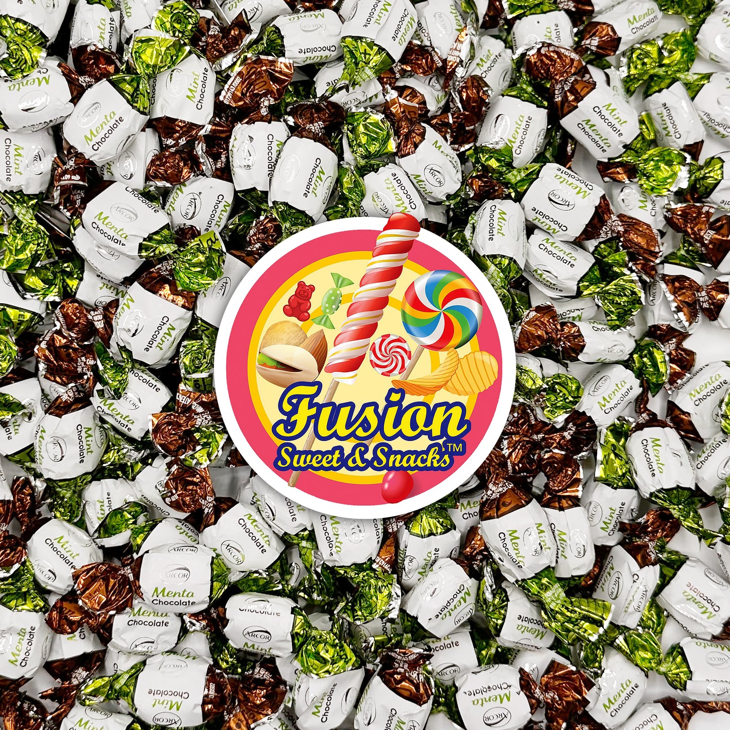 Chocolate Filled Candy - 1 Pound Bulk Bag - Arcor Chocolate Mints Hard Candy, Approx 80 Pieces, Naturally Flavored Treats