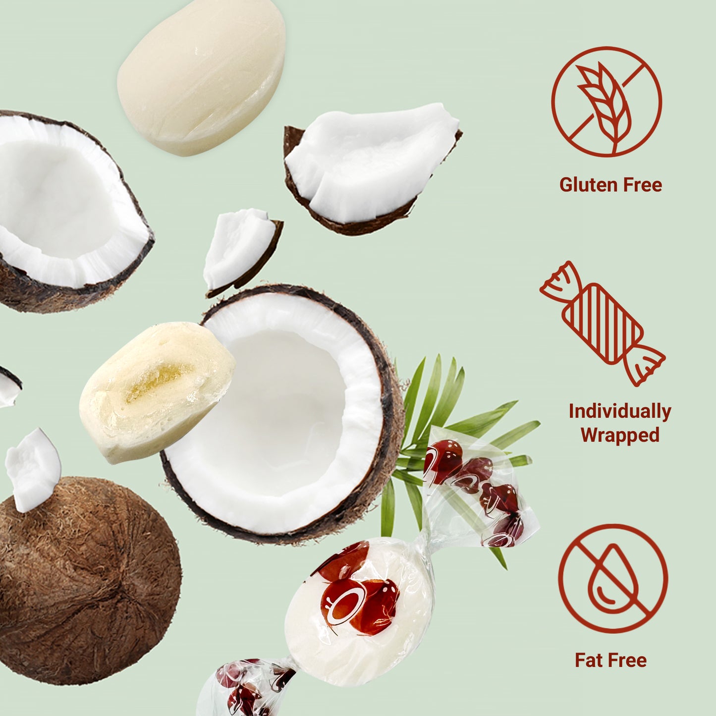 Coconut Hard Candy - 1 Pound Individually Wrapped Candy, Creamy Filled Coconut Candy, Bulk Bag Old Fashioned Treats