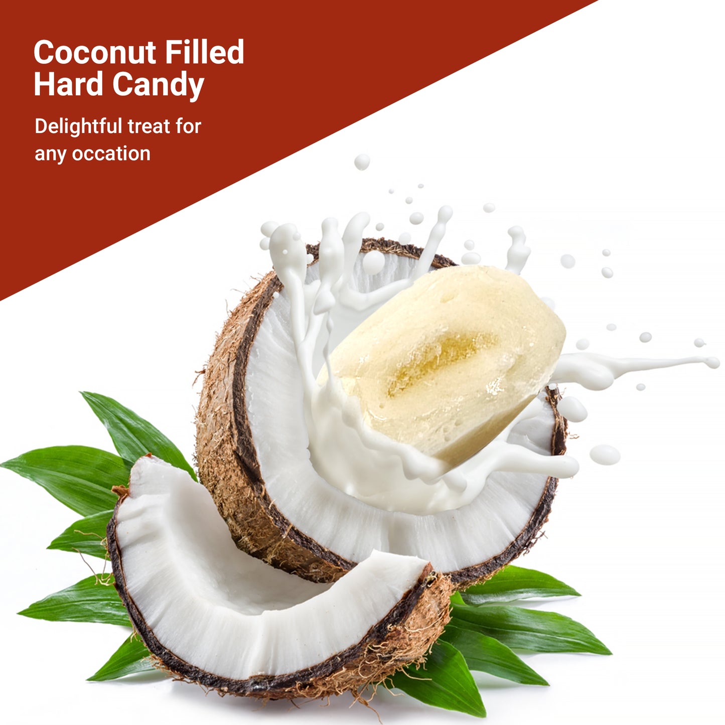 Coconut Hard Candy - 1 Pound Individually Wrapped Candy, Creamy Filled Coconut Candy, Bulk Bag Old Fashioned Treats