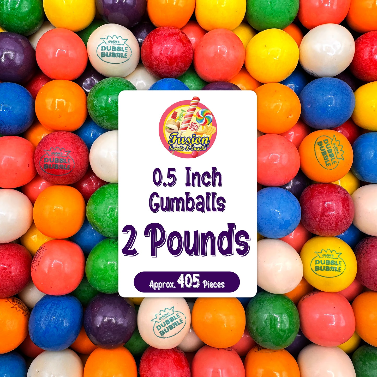 Gumballs 1/2 Inch 2 Pound Bag - Gum Balls For Gumball Machine - Gumballs Bulk - Assorted Fruit Flavor