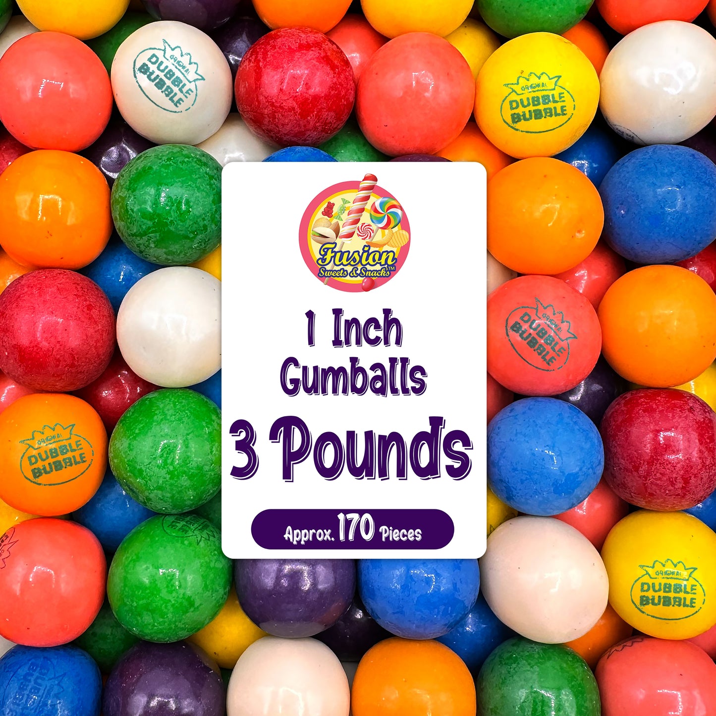 Gumballs 1 Inch - 3 Pound Bag - Gum Balls For Gumball Machine - Gumballs Bulk - Gum Ball Machine Refill - Assorted Fruit Flavor