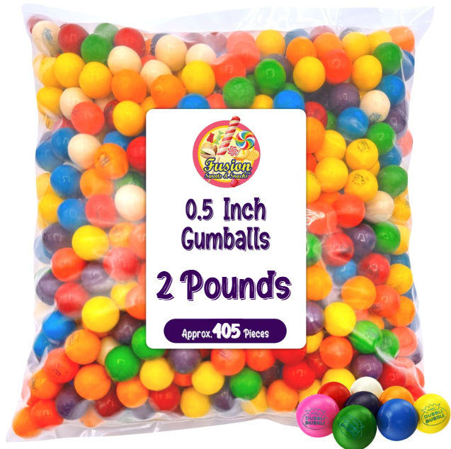 Gumballs 1/2 Inch 2 Pound Bag - Gum Balls For Gumball Machine - Gumballs Bulk - Assorted Fruit Flavor