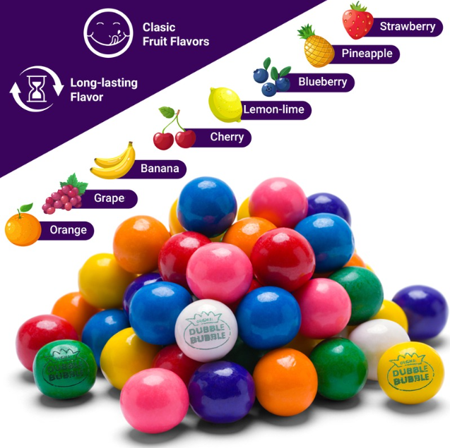 Gumballs 1 Inch - 1 Pound Bag - Gum Balls For Gumball Machine - Gumballs Bulk - Gum Ball Machine Refill - Assorted Fruit Flavor