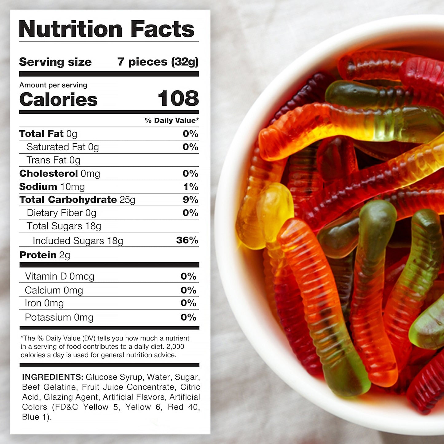 Gummy Worms, 1 Pound Bag, Assorted Fruit Flavors, Made With Real Fruit Juice, Classic Gummy Worms Chewy Candy for Parties, Buffets, Snacking