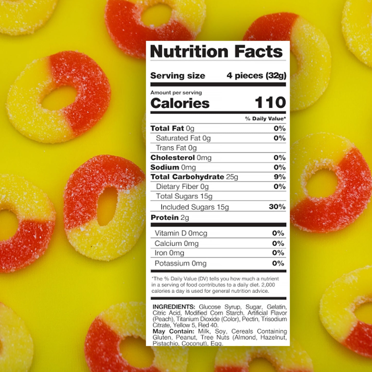 Peach Rings Gummy Candy 1 lb – Soft Chewy Sweet & Sour Gummies Bulk Bag, Juicy Peach Rings Bulk For Snacking, Party Treats & Candy Bowls