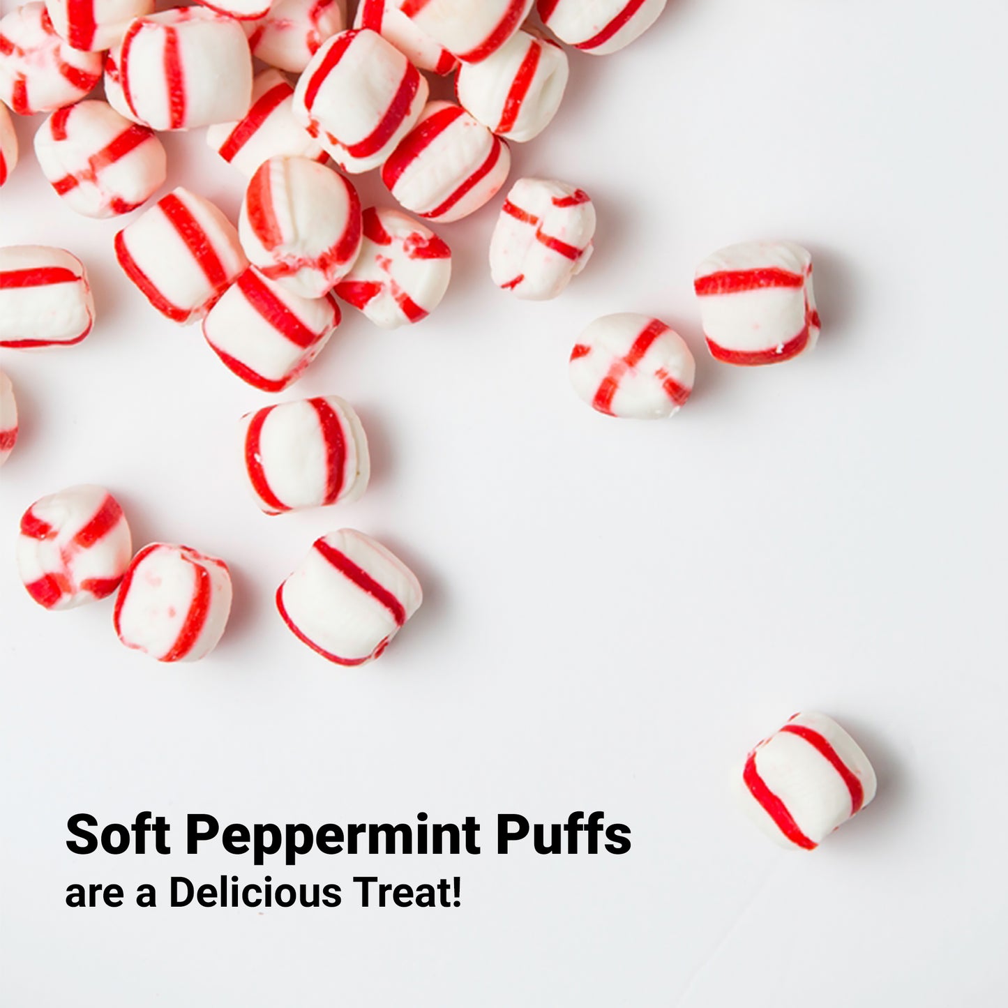 Soft Peppermint Puff Candy, 2 Pound Bulk Bag, Individually Wrapped | About 180 Pieces, Soft Mints, Peppermint Puffs, After Dinner Mints, Office Mints, Classic Holiday Candies