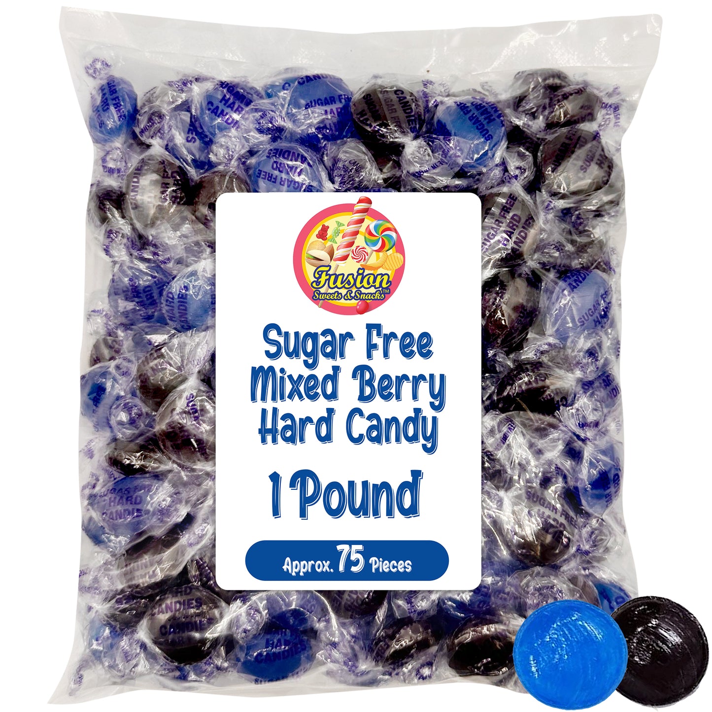 Sugar Free Mixed Berry Hard Candy – 1 lb Bulk Bag, Individually Wrapped Keto & Diabetic‑Friendly Low‑Carb Zero Sugar Gourmet Flavored Discs