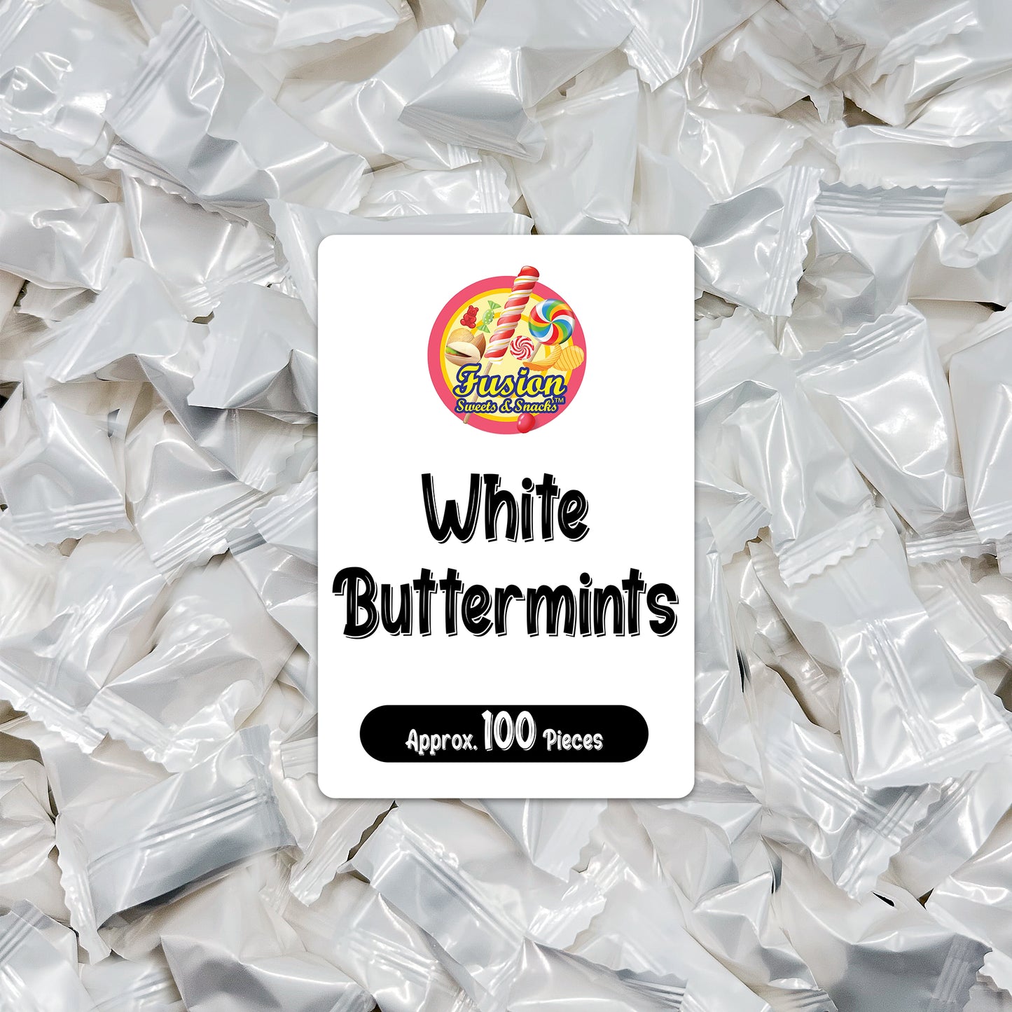 White Buttermints - 100 Count - Butter Mints Individually Wrapped - Wedding Mints
