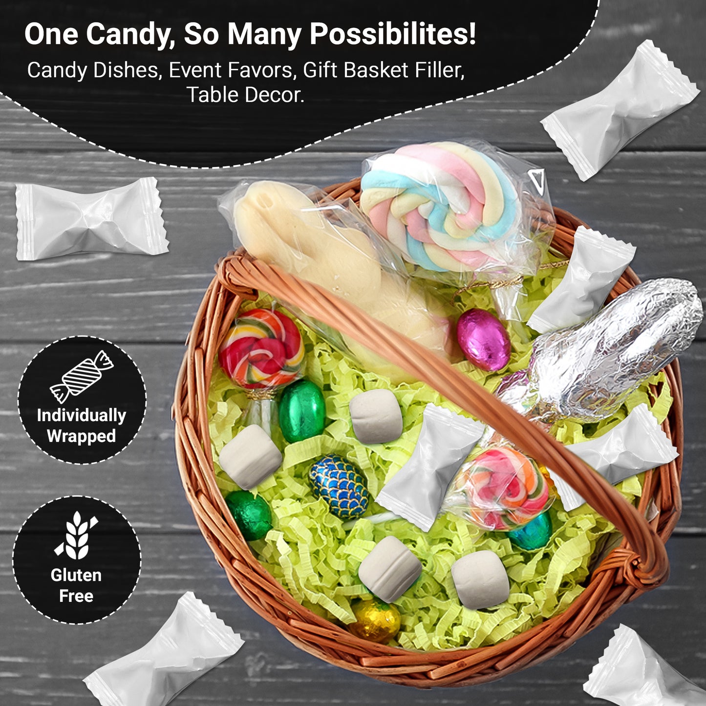 White Buttermints - 100 Count - Butter Mints Individually Wrapped - Wedding Mints
