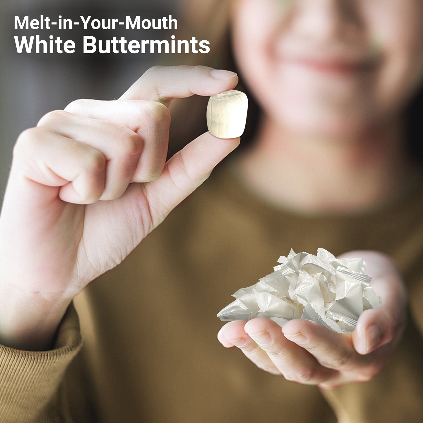 White Buttermints - 100 Count - Butter Mints Individually Wrapped - Wedding Mints