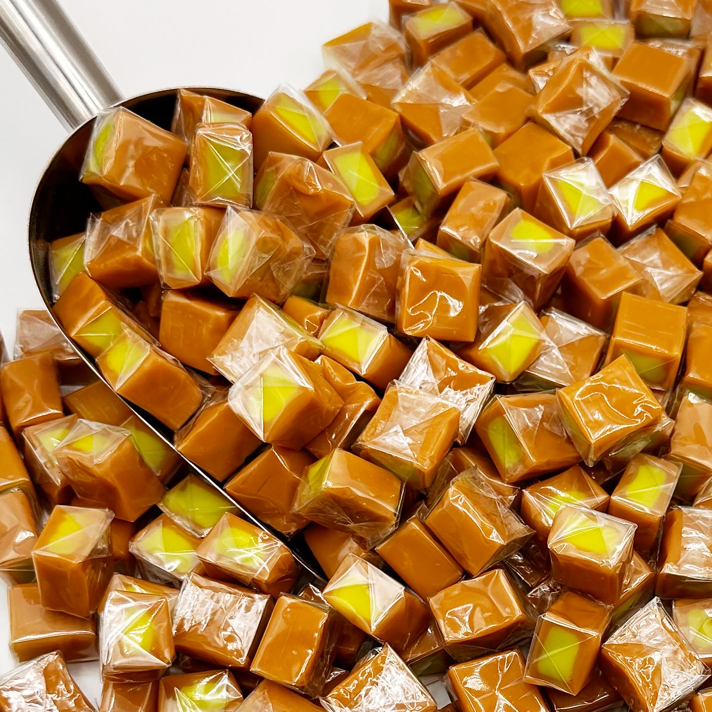 Caramel Cubes Candy Green Apple Filling - 1 Pound Bulk Bag -Individually Wrapped, Caramel Chews Soft Classic Chewy Candy, For all Holidays And Any Occasion. (Approx 75 Count)