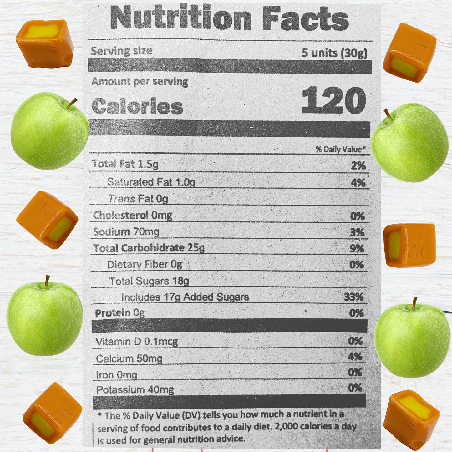 Caramel Cubes Candy Green Apple Filling - 1 Pound Bulk Bag -Individually Wrapped, Caramel Chews Soft Classic Chewy Candy, For all Holidays And Any Occasion. (Approx 75 Count)