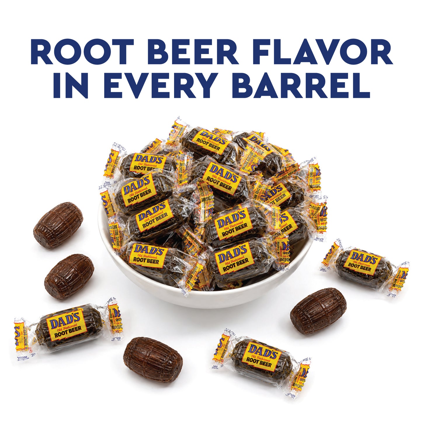 Dad's Root Beer Barrels - Rootbeer Barrels Hard Candy - 2 Pounds Bulk Bag (Approximately 100 count) - Old Fashioned Candies - Individually Wrapped Dad's Root Beer Barrels