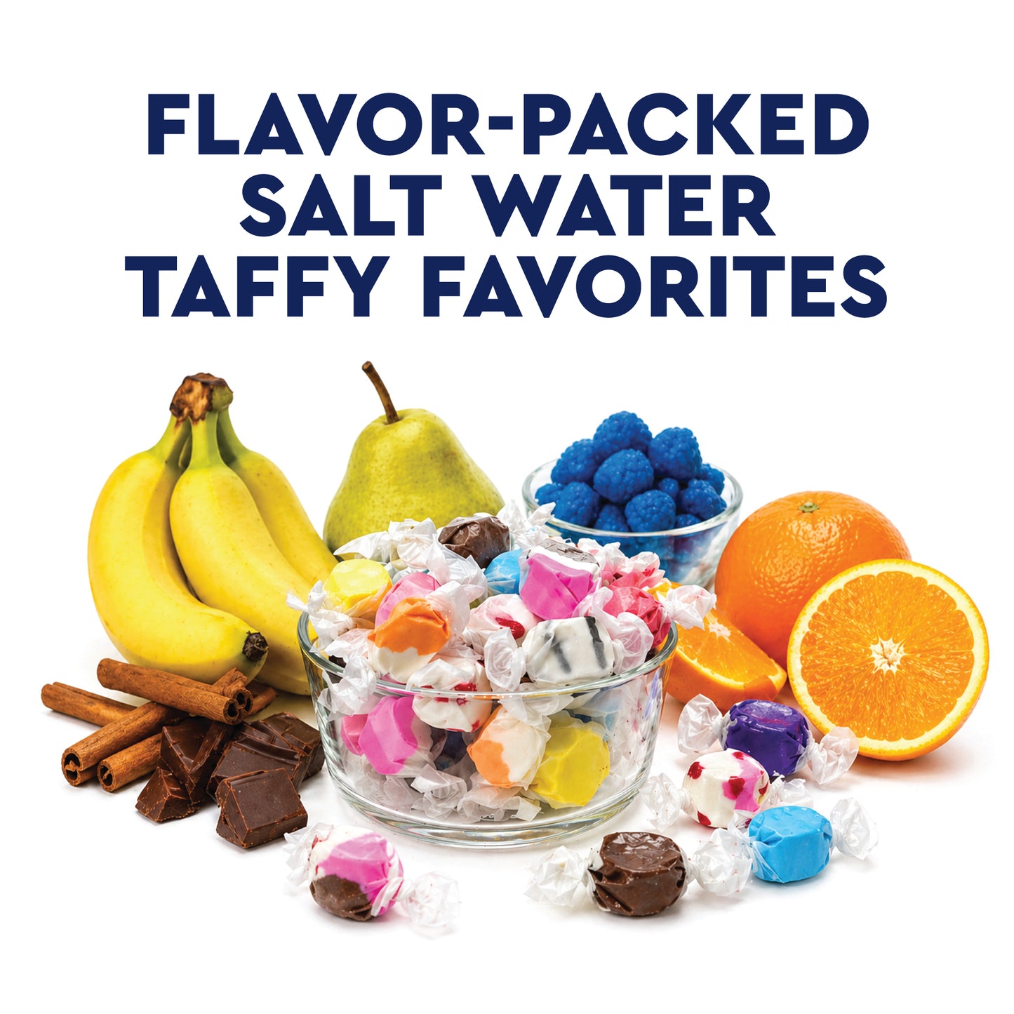 Assorted Salt Water Taffy, 1/2 Pound Bag, Individually Wrapped | 8 Ounces, About 32 Pieces, Classic Old Fashioned Retro Candy, Chewy, Great For Parties, Gifting, And Snacking