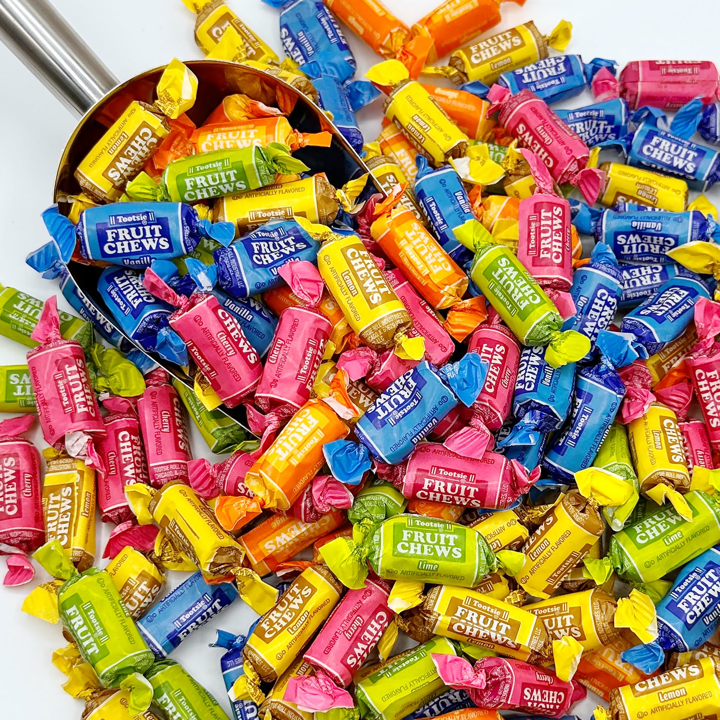 Fruit Chews Candy - 2 Pounds Bulk Bag, Fruit Chews Rolls, 5 Assorted Flavors, Soft & Fruity Taffy Candy, Individually Wrapped Gluten Free Treats