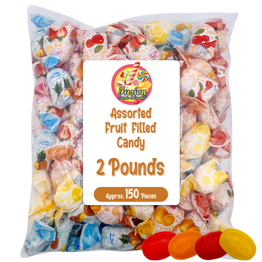 Fruit Filled Hard Candy - Assorted 2 Pounds Bulk Bag, Arcor Bon Bon Fruitfuls candy, Individually Wrapped Hard Candy