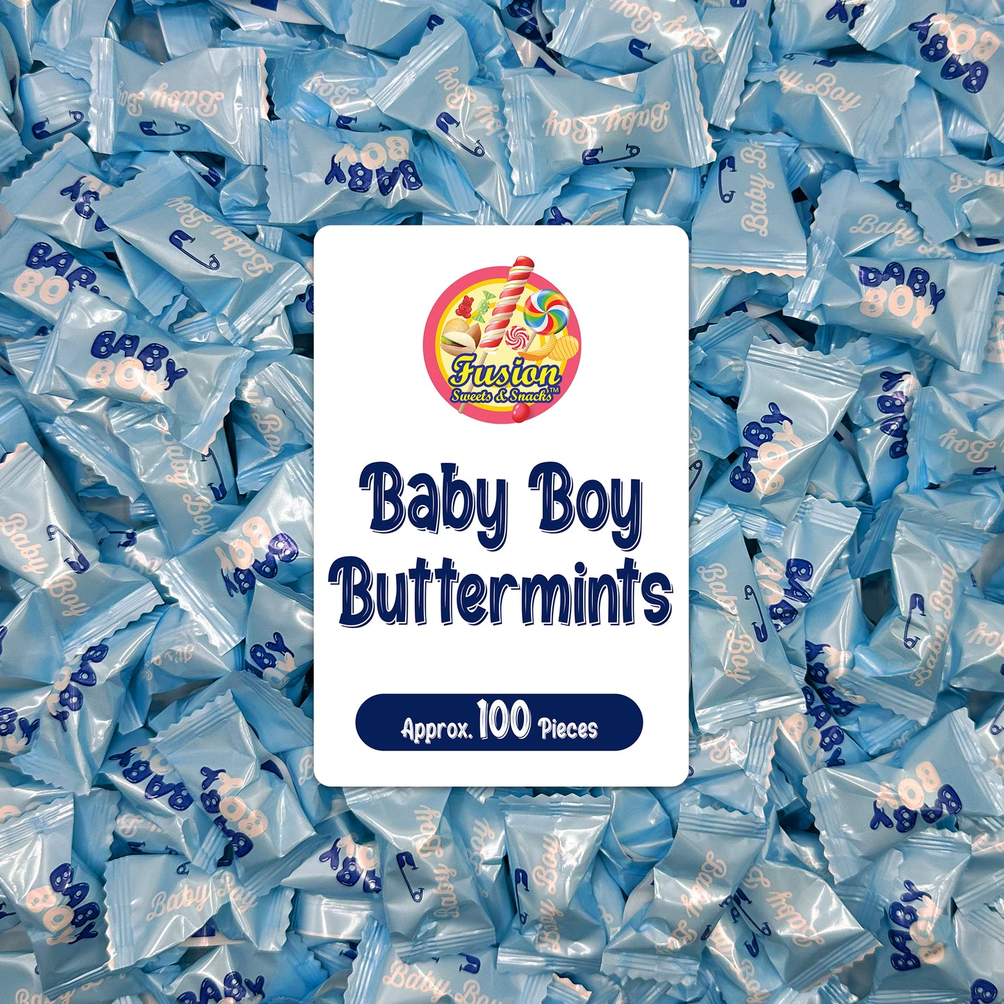 Baby Boy Buttermints - 100 Count - Baby Shower Butter Mints Individually Wrapped - Baby Shower Candy