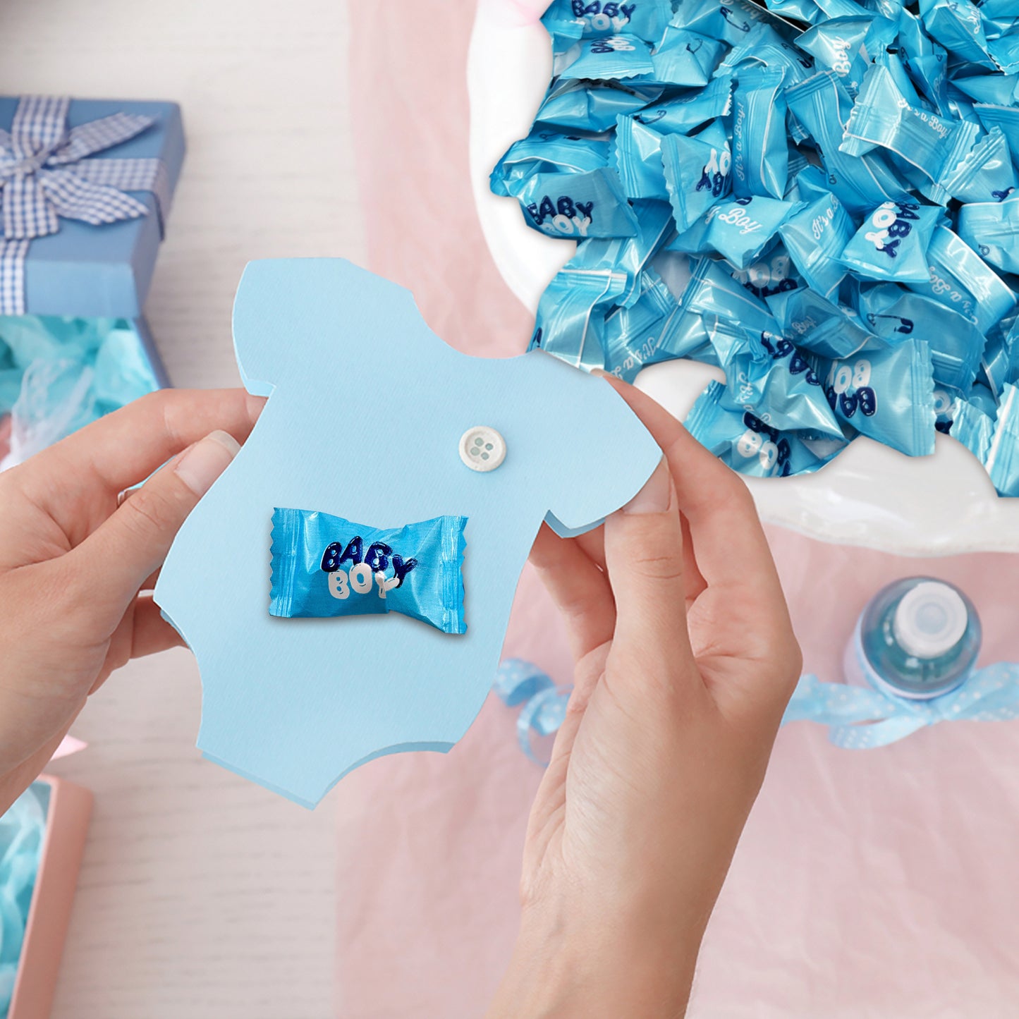 Baby Boy Buttermints - 100 Count - Baby Shower Butter Mints Individually Wrapped - Baby Shower Candy