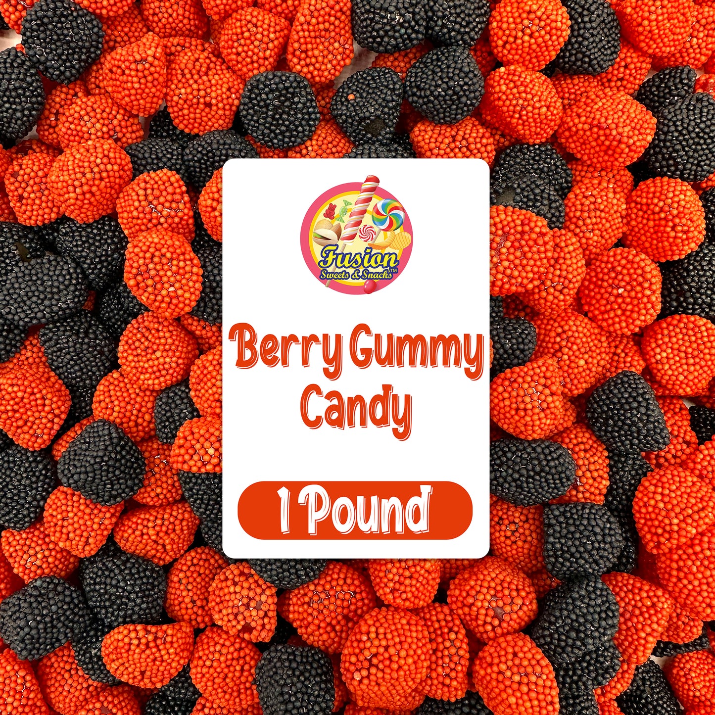 Berries Gummy Candy - 1 Pound Bulk Bag, Crunchy Red And Black Candy - Raspberry And Blackberry Berry Gummies