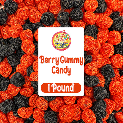 Berries Gummy Candy - 1 Pound Bulk Bag, Crunchy Red And Black Candy - Raspberry And Blackberry Berry Gummies