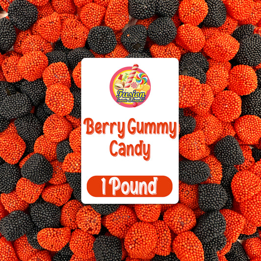 Berries Gummy Candy - 1 Pound Bulk Bag, Crunchy Red And Black Candy - Raspberry And Blackberry Berry Gummies