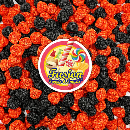 Berries Gummy Candy - 1 Pound Bulk Bag, Crunchy Red And Black Candy - Raspberry And Blackberry Berry Gummies
