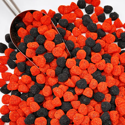 Berries Gummy Candy - 1 Pound Bulk Bag, Crunchy Red And Black Candy - Raspberry And Blackberry Berry Gummies