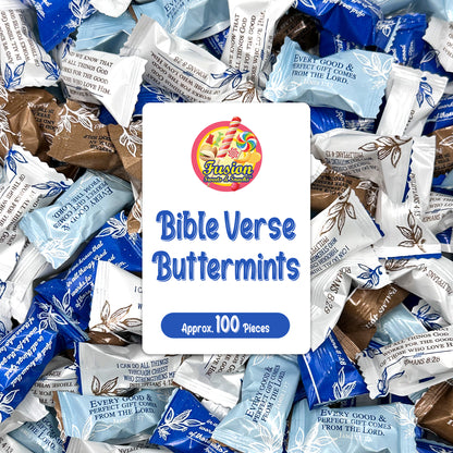 Bible Verse Buttermints 100 Count – Soft Butter Mints Individually Wrapped After Dinner Mint, Christian Scripture Candy, Thank You Party Mints & Hospitality Buttermints Bulk