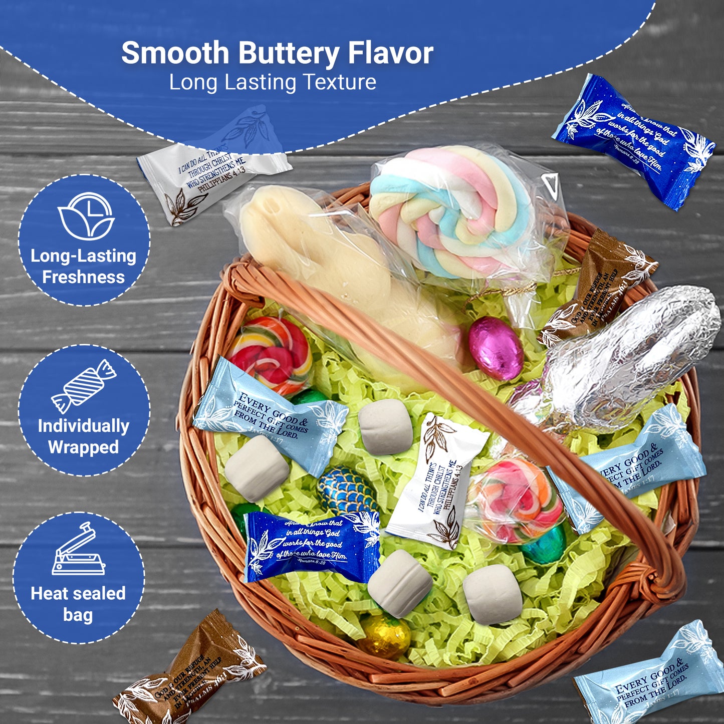 Bible Verse Buttermints 100 Count – Soft Butter Mints Individually Wrapped After Dinner Mint, Christian Scripture Candy, Thank You Party Mints & Hospitality Buttermints Bulk