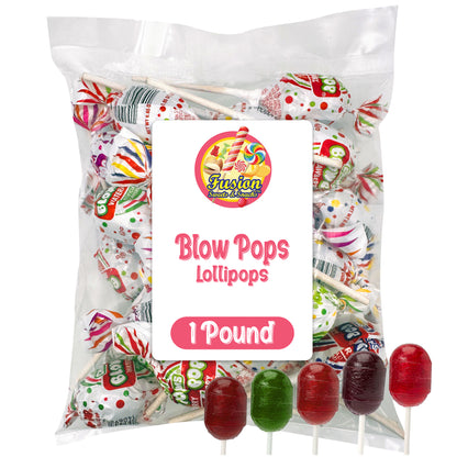 Blow Pops Lollipops – 1 lb Bulk Bag, Assorted Fruit Flavors with Bubble Gum Center