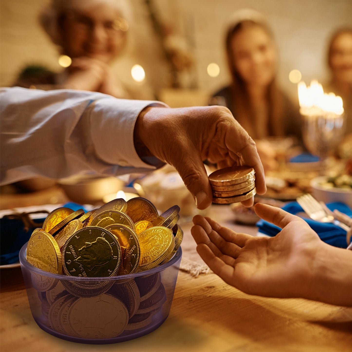 Gold Candy Coins, 25 Count | Smooth Chocolate Coins for Hanukkah & Pirate Party Favors | Premium, Kosher, Non-GMO Ingredients