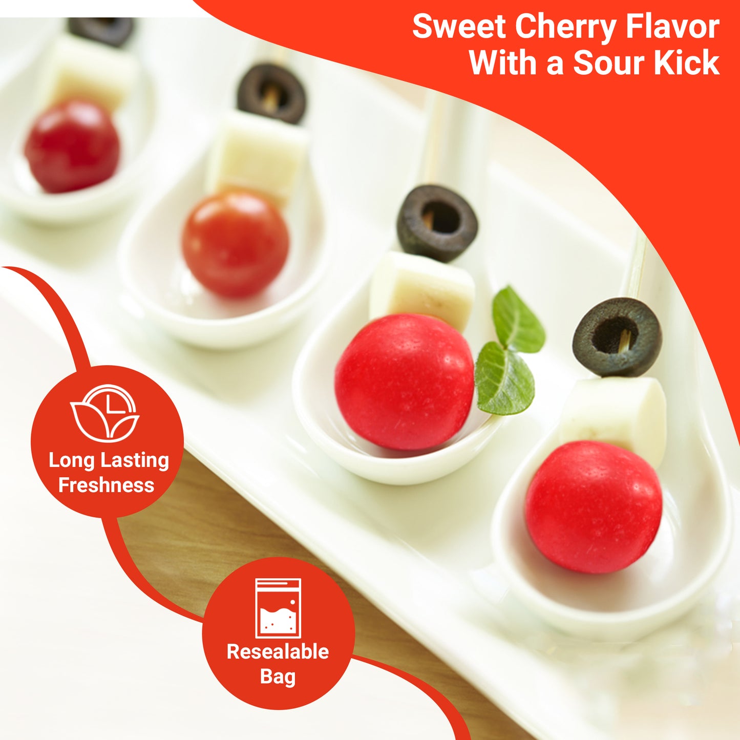 Cherry Sours Candy, 1 Pounds Bulk Cherry Candies - Chewy Candy Balls, Red Sour Balls, Tangy Christmas Candies