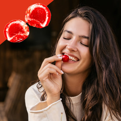 Cherry Sours Candy, 1 Pounds Bulk Cherry Candies - Chewy Candy Balls, Red Sour Balls, Tangy Christmas Candies