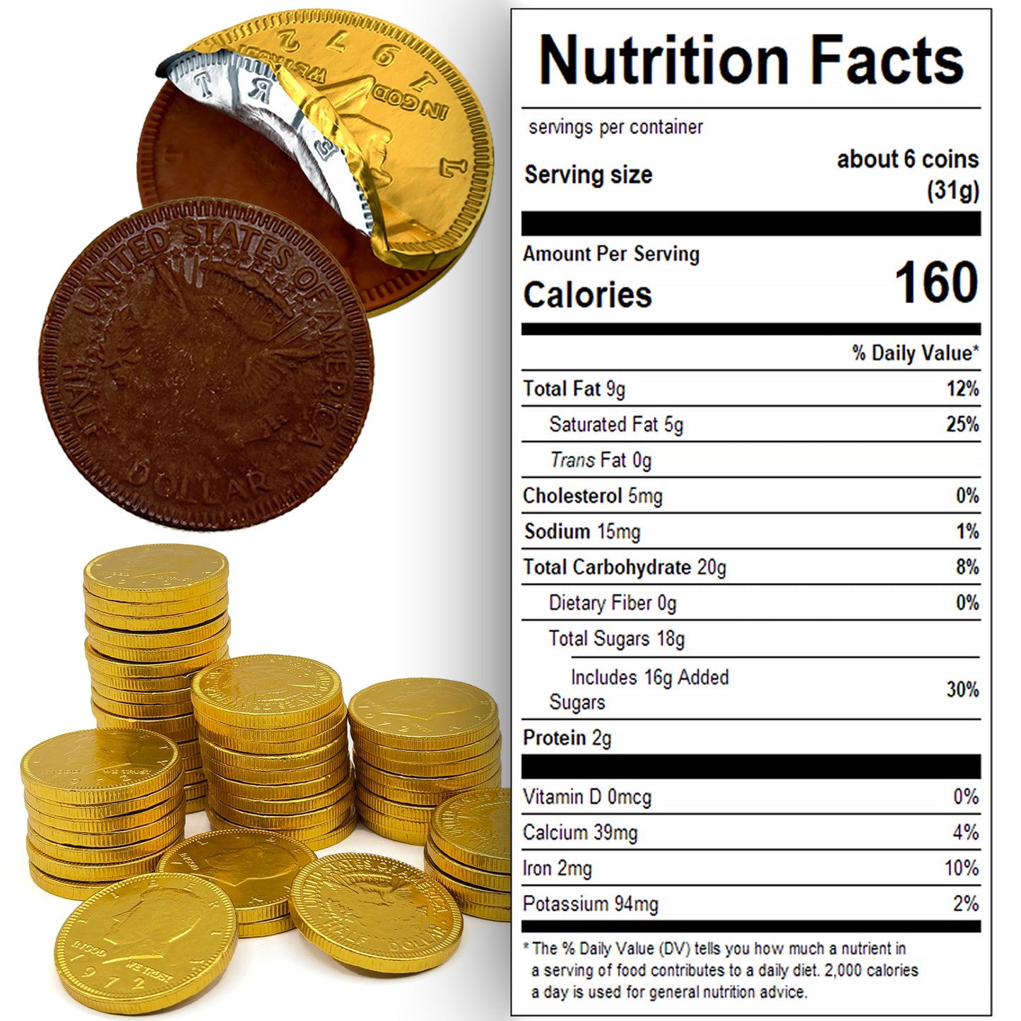 Gold Candy Coins, 50 Count | Gourmet Chocolate Coins for Hanukkah, Pirate Parties, Birthdays & Celebrations | Crafted from Premium Ingredients, Kosher, Non-GMO Certified