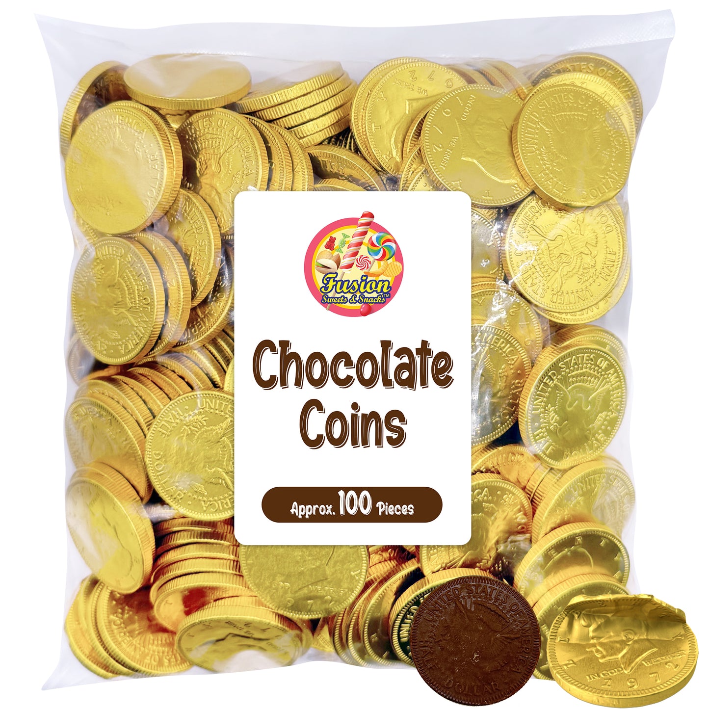 Gold Candy Coins, 100 Count | Gourmet Chocolate Coins for Hanukkah, Pirate Parties, Birthdays & Celebrations | Crafted from Premium Ingredients, Kosher, Non-GMO Certified