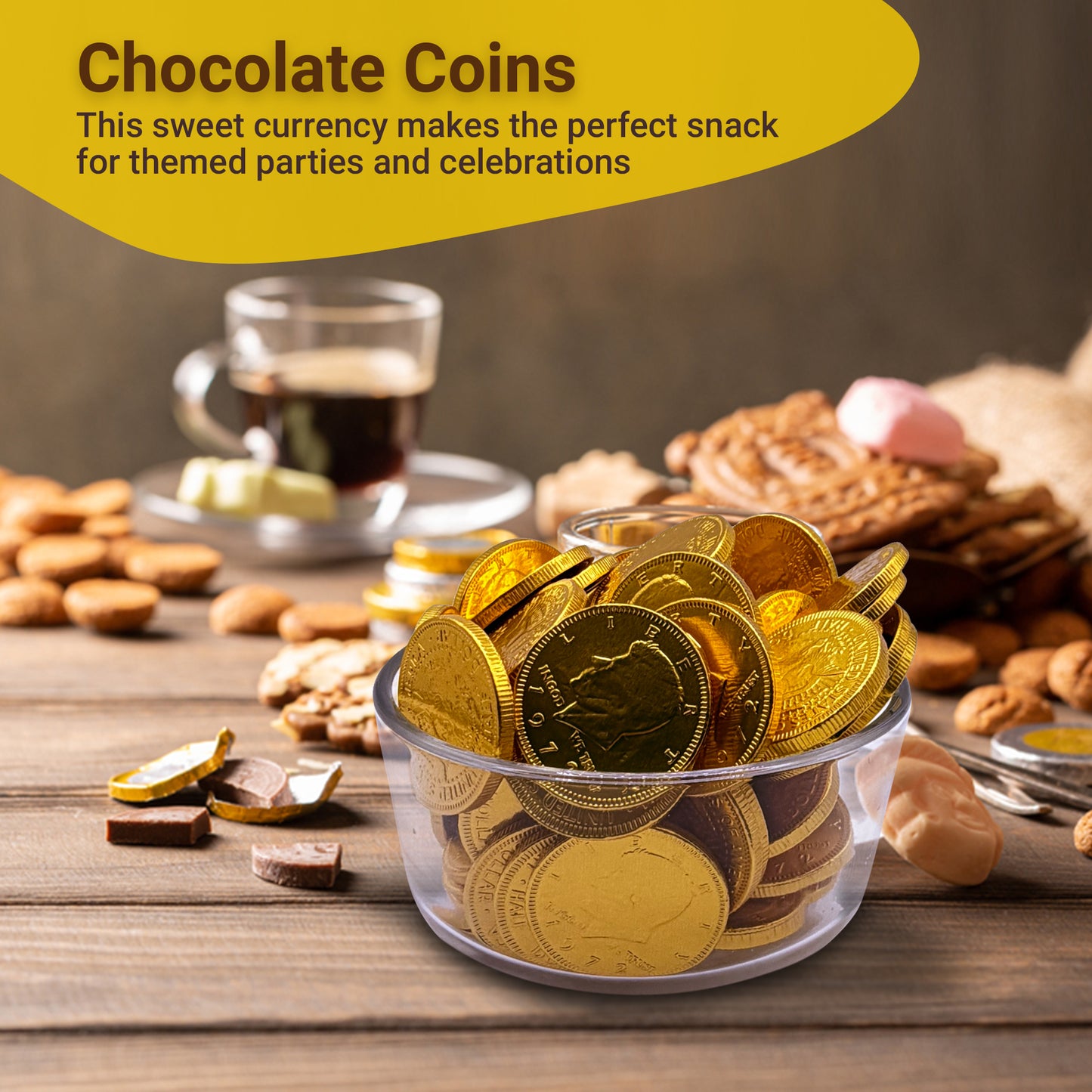 Gold Candy Coins, 25 Count | Smooth Chocolate Coins for Hanukkah & Pirate Party Favors | Premium, Kosher, Non-GMO Ingredients