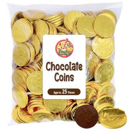 Gold Candy Coins, 25 Count | Smooth Chocolate Coins for Hanukkah & Pirate Party Favors | Premium, Kosher, Non-GMO Ingredients
