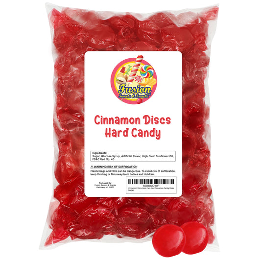 Cinnamon Discs Hard Candy - Bulk 1 Pound Individually Wrapped Red Cinnamon Candies