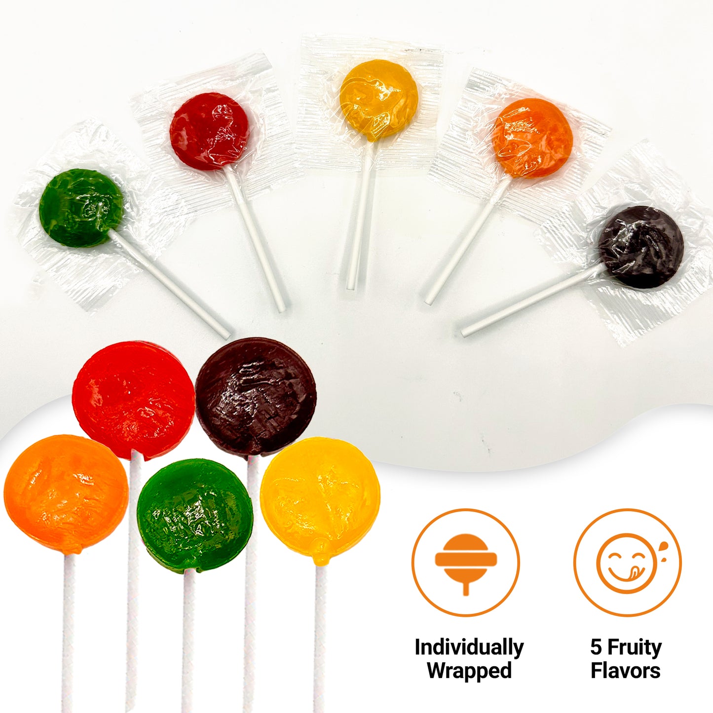 Lollipops Individually Wrapped - 2 Pound (About 75 pcs.) Bulk Suckers for Kids - Classic Lollipops Bulk Flats - Perfect for Dieting And Gluten Free
