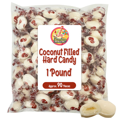 Coconut Hard Candy - 1 Pound Individually Wrapped Candy, Creamy Filled Coconut Candy, Bulk Bag Old Fashioned Treats