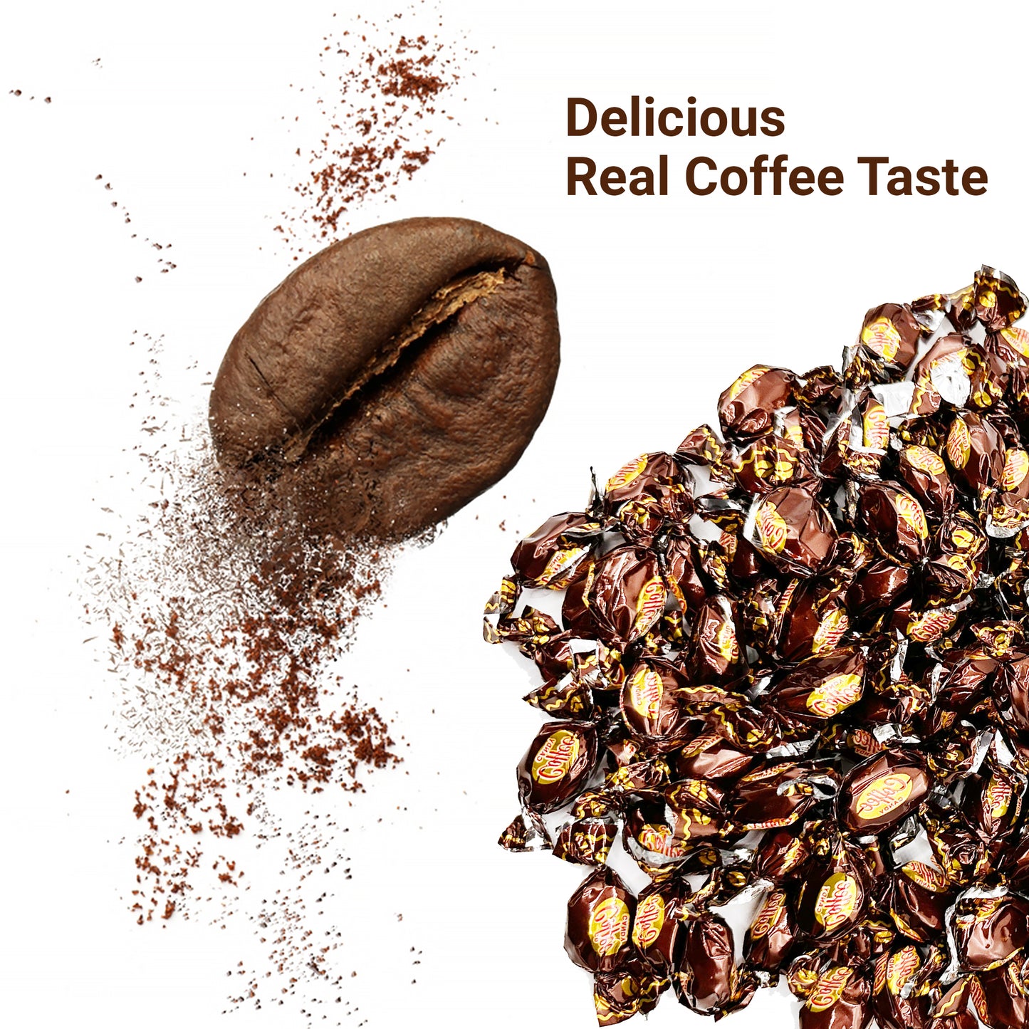 Coffee Candy - 1 LB Coffee Candy Individually Wrapped, Coffee Hard Candy In Bulk For Real Coffee Lovers
