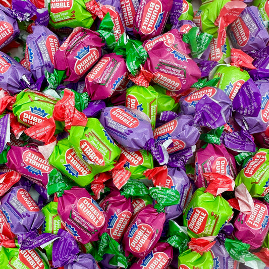 Dubble Bubble Assorted Fruit Flavor Gum - 1 Pound Bulk Bag of 3 Flavor Individually Wrapped Bubble Gum - Grape, Watermelon, Apple - Chewing Bubble Gum
