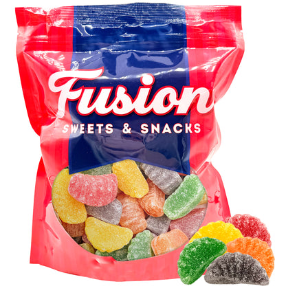 Assorted Fruit Slices Jelly Candy – 2 Pound Bulk Bag Of Old-Fashioned Sugar-Dusted Gum Drops, Orange Slices, Jelly Fruit Mix, Nostalgic Soft Gems for Gifts & Bowls