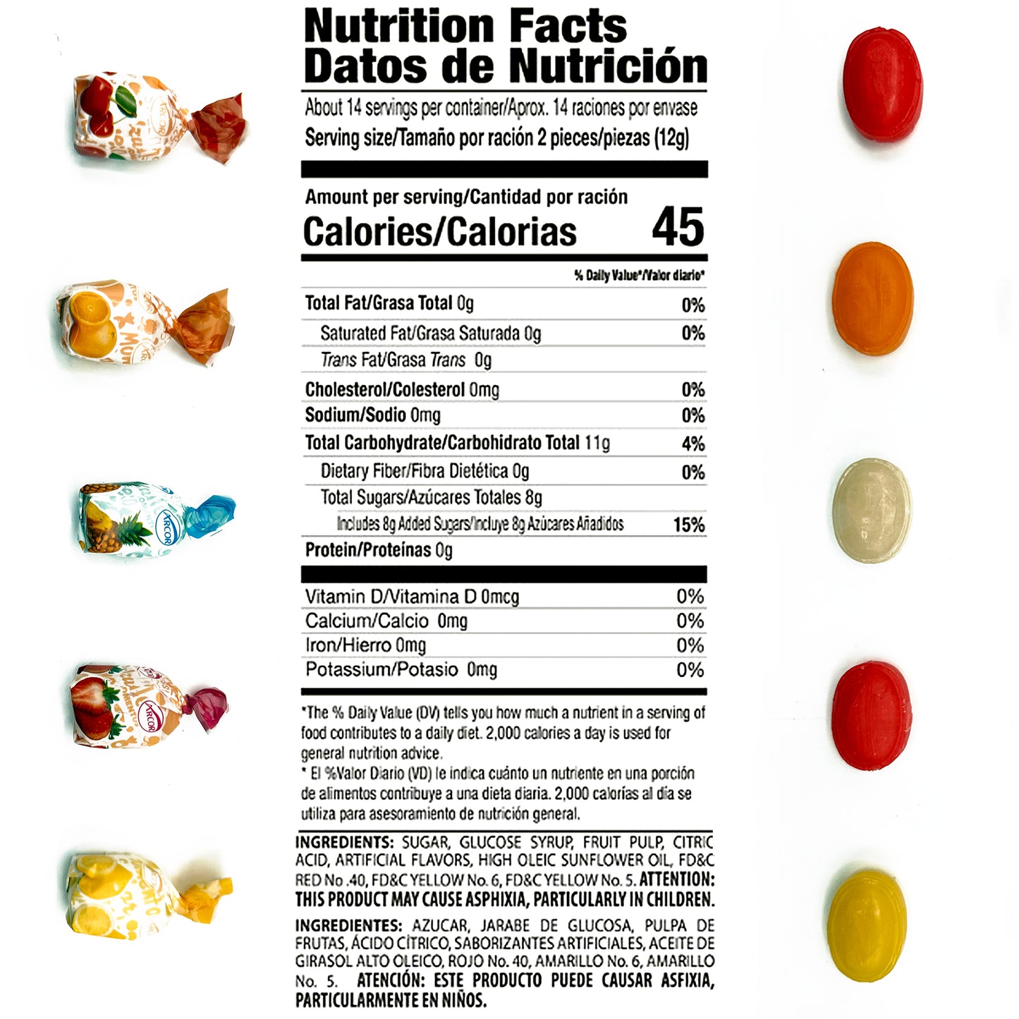 Fruit Filled Candy - Assorted 1 Pound Bulk Bag, Arcor Bon Bon Fruitfuls Candy, Individually Wrapped Hard Candy